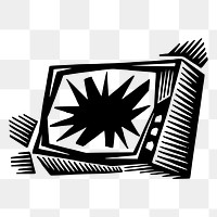 Broken television png sticker, vintage illustration on transparent background. Free public domain CC0 image.