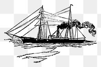 Sailing ship png sticker, vintage vehicle illustration on transparent background. Free public domain CC0 image.