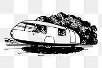 Futuristic van png sticker, vintage vehicle illustration on transparent background. Free public domain CC0 image.