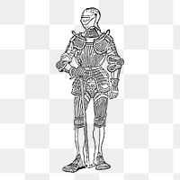 Knight armour png sticker, vintage illustration on transparent background. Free public domain CC0 image.