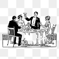 Wedding dinner png sticker, vintage celebration illustration on transparent background. Free public domain CC0 image.