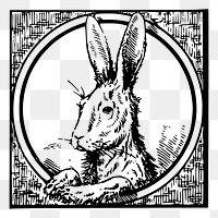 Rabbit png sticker, vintage animal illustration on transparent background. Free public domain CC0 image.
