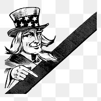 Uncle Sam png sticker, American mascot illustration on transparent background. Free public domain CC0 image.