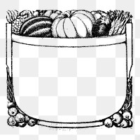 Vegetables frame png sticker, vintage illustration on transparent background. Free public domain CC0 image.