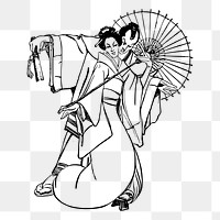 Japanese couple png sticker, vintage traditional illustration on transparent background. Free public domain CC0 image.