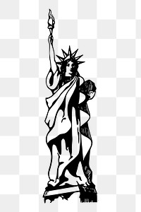 Statue of Liberty png sticker, New York famous landmark illustration on transparent background. Free public domain CC0 image.