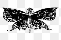 Butterfly fairy png sticker, vintage mythical creature illustration on transparent background. Free public domain CC0 image.