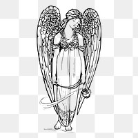 Angel png sticker, vintage mythical creature illustration on transparent background. Free public domain CC0 image.