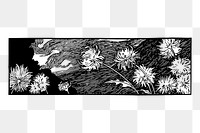 Flower divider png sticker, vintage border illustration on transparent background. Free public domain CC0 image.
