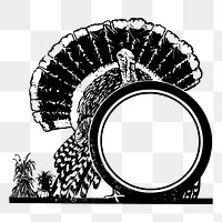 Turkey frame png sticker, vintage animal illustration on transparent background. Free public domain CC0 image.