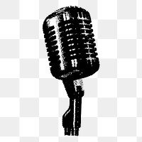 Vintage microphone png sticker, music illustration on transparent background. Free public domain CC0 image.