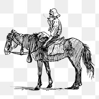 Man on horseback png sticker, vintage illustration on transparent background. Free public domain CC0 image.