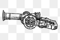 Cannon png sticker, medieval weapon illustration on transparent background. Free public domain CC0 image.