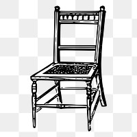 Wooden chair png sticker, vintage furniture illustration on transparent background. Free public domain CC0 image.