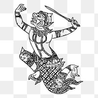 Hanuman png sticker, vintage mythical creature illustration on transparent background. Free public domain CC0 image.