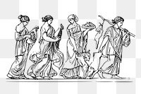 Greek peasants png sticker ancient illustration, transparent background. Free public domain CC0 image.