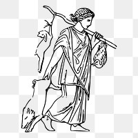 Ancient farmer png sticker hunting illustration, transparent background. Free public domain CC0 image.