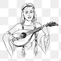 Mandolin player png sticker musical instrument illustration, transparent background. Free public domain CC0 image.