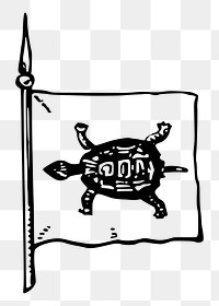 Turtle flag png sticker animal illustration, transparent background. Free public domain CC0 image.