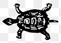 Turtle png sticker black and white illustration, transparent background. Free public domain CC0 image.
