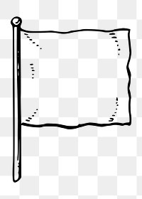Blank flag png sticker, black and white illustration, transparent background. Free public domain CC0 image.