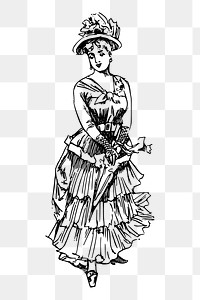 Victorian woman png sticker vintage illustration, transparent background. Free public domain CC0 image.