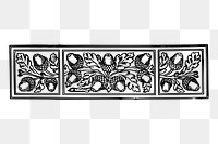 Vintage decorative png sticker black and white illustration, transparent background. Free public domain CC0 image.