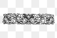 Vintage ornamental png sticker black and white illustration, transparent background. Free public domain CC0 image.