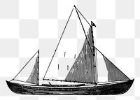 Sailing boat png sticker black and white illustration, transparent background. Free public domain CC0 image.