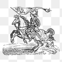 Knight png sticker antique illustration, transparent background. Free public domain CC0 image.