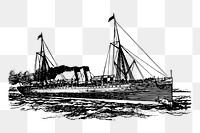 Steamship png sticker Industrial era illustration, transparent background. Free public domain CC0 image.