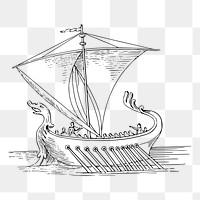 Antique ship png sticker explore illustration, transparent background. Free public domain CC0 image.