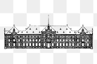 Vintage building png sticker architecture illustration, transparent background. Free public domain CC0 image.