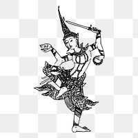 Thai art png sticker traditional illustration, transparent background. Free public domain CC0 image.