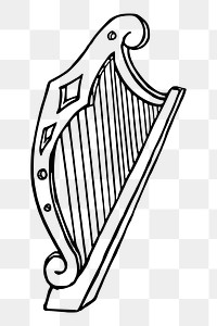 Harp png sticker musical instrument illustration, transparent background. Free public domain CC0 image.