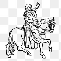 War horn png sticker medieval soldier illustration, transparent background. Free public domain CC0 image.