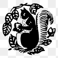 Squirrel badge png sticker animal illustration, transparent background. Free public domain CC0 image.