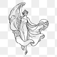 Dancing maiden png sticker vintage illustration, transparent background. Free public domain CC0 image.