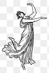 Dancing maiden png sticker vintage illustration, transparent background. Free public domain CC0 image.