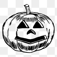 Halloween pumpkin png sticker jack o' lantern illustration, transparent background. Free public domain CC0 image.