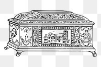 PNG antique jewelry box sticker object illustration, transparent background. Free public domain CC0 image.