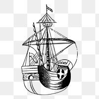 Antique ship png sticker adventure illustration, transparent background. Free public domain CC0 image.