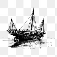 Antique ship png sticker maritime illustration, transparent background. Free public domain CC0 image.