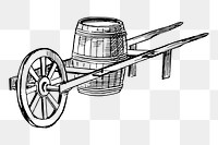 Barrel cart png sticker vintage illustration, transparent background. Free public domain CC0 image.