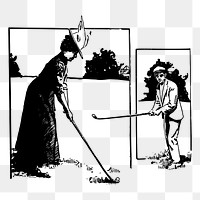 Vintage golf png sticker sports illustration, transparent background. Free public domain CC0 image.