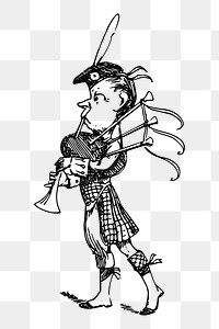 Scottish man png sticker bagpipe cartoon illustration, transparent background. Free public domain CC0 image.