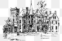 Vintage architecture png sticker historic building illustration, transparent background. Free public domain CC0 image.