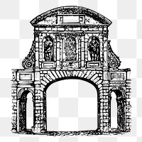 Vintage arch png sticker architecture illustration, transparent background. Free public domain CC0 image.