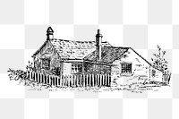 Vintage cottage png sticker countryside building illustration, transparent background. Free public domain CC0 image.