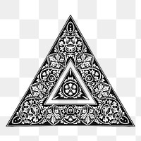 Vintage decorative triangle png sticker illustration, transparent background. Free public domain CC0 image